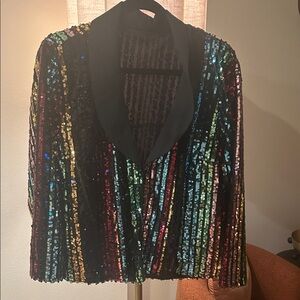 Multicolor Sequin Blazer with Black satin Lapel